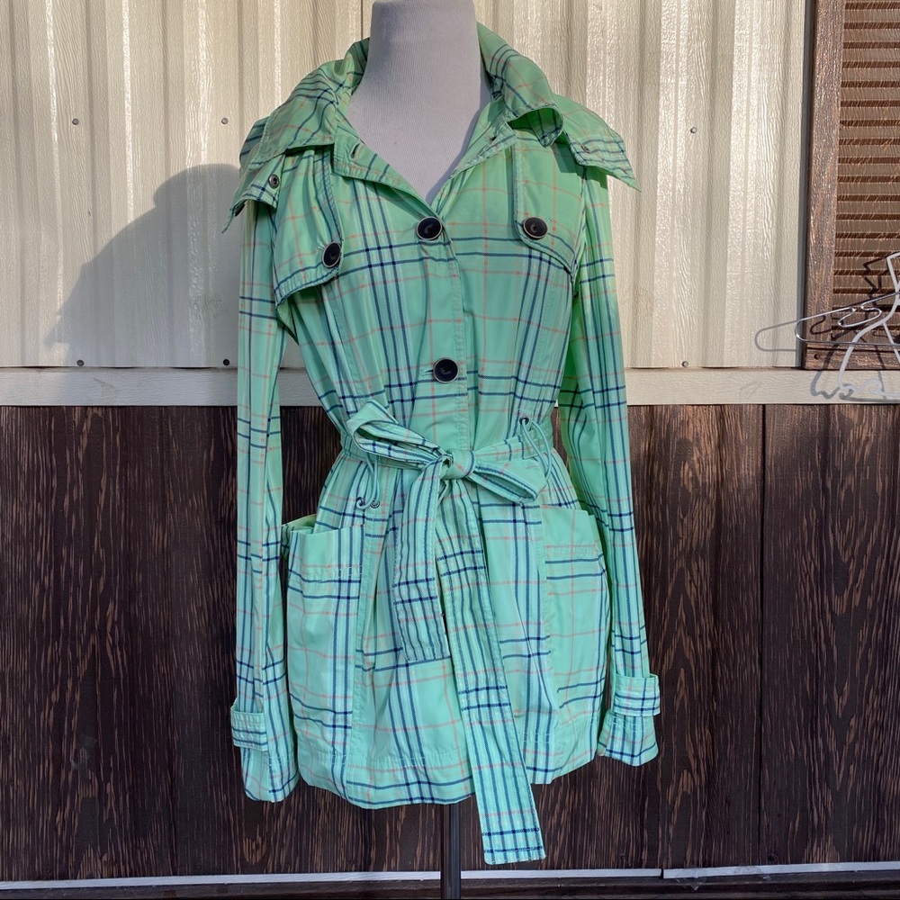 Cantonnier Anthro plaid windbreaker green size S